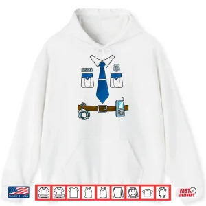 Hoodie Police Costume Cop Uniform Officer Halloween Women Men Boys Shirt