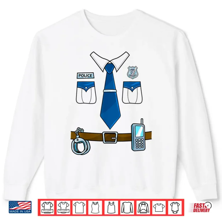 Sweatshirt Police Costume Cop Uniform Officer Halloween Women Men Boys Shirt