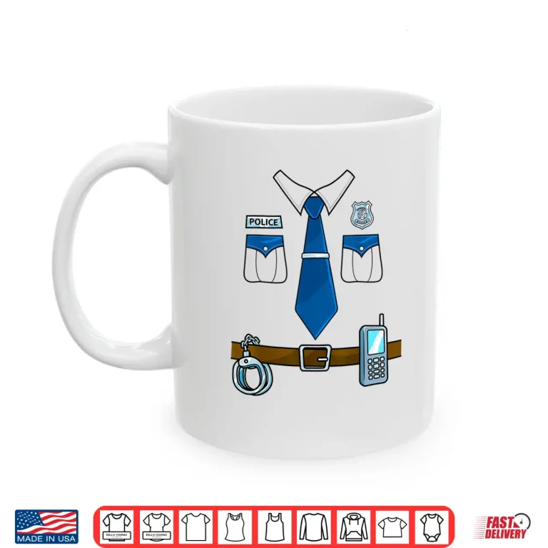 Mug Police Costume Cop Uniform Officer Halloween Women Men Boys Shirt