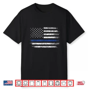 Thin Blue Line American Flag Tee Mens Police Officer Shirt Shirt
