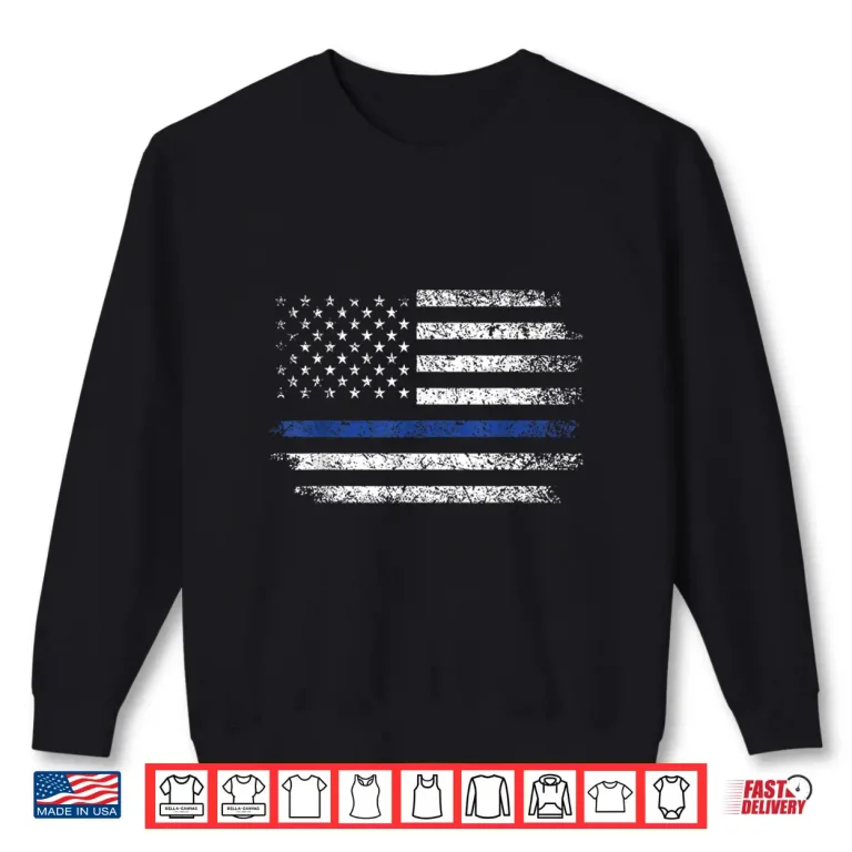 Sweatshirt Thin Blue Line American Flag Tee Mens Police Officer Shirt Shirt