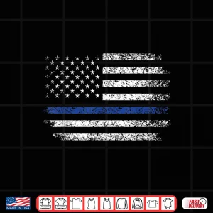 Design Thin Blue Line American Flag Tee Mens Police Officer Shirt Shirt