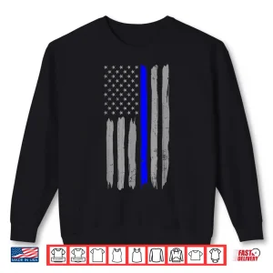Sweatshirt Vintage Thin Blue Line Shirt Police Support Usa Flag Shirt
