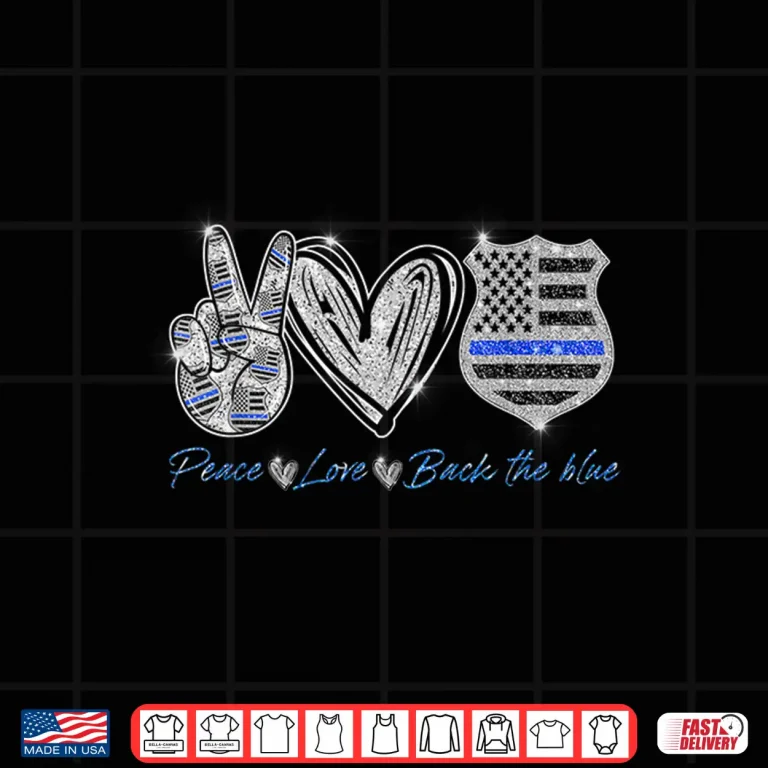 Design Peace Love Back the Blue Shirt Police Officer Gift Shirt