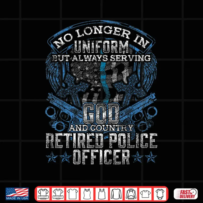 Design Retired Police Officer Vintage Flag Thin Blue Line T Shirt