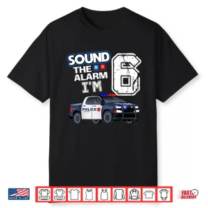 6Th B Day Police Car Policeman Officer Birthday 6 Year Old Shirt