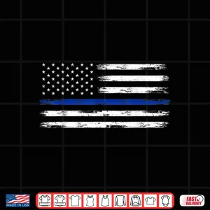 Design Police Officer US USA American Flag Thin Blue Line Shirt
