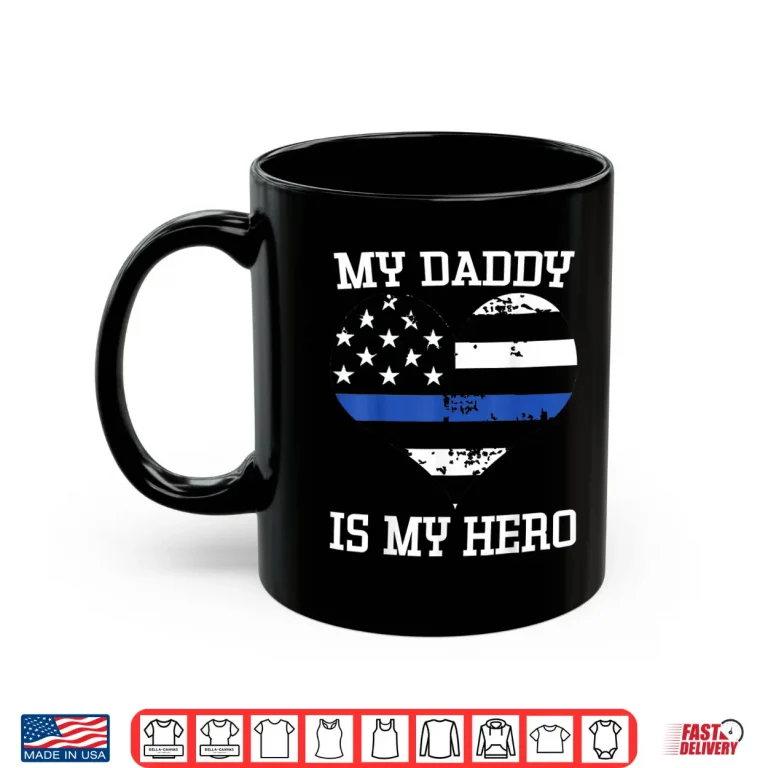 Mug Thin Blue Line Heart Flag Police Officer Support Shirt