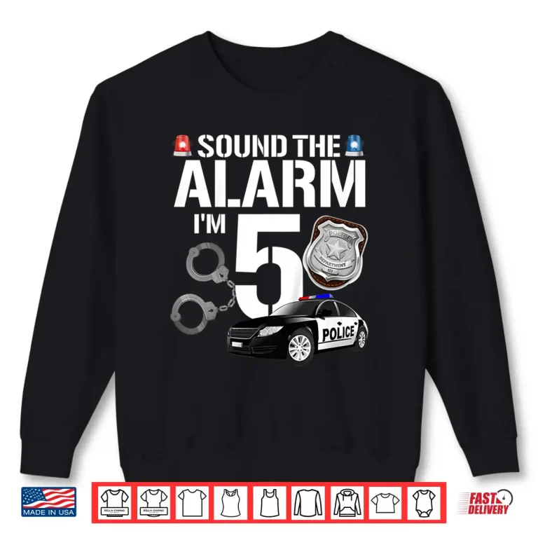 Sweatshirt 5 Year Old Police Birthday Officer Cop Car 5th Gift Shirt