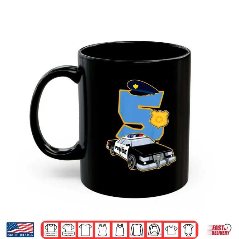 Mug 5th Birthday Police Shirt 5 Years Old Officer Car Costume Shirt