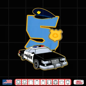 Design 5th Birthday Police Shirt 5 Years Old Officer Car Costume Shirt