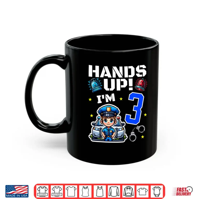 Mug 3rd Birthday Police Car Policeman 3 Years Old Officer Shirt