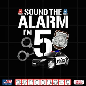 Design 5 Year Old Police Birthday Officer Cop Car 5th Gift Shirt