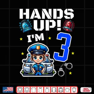Design 3rd Birthday Police Car Policeman 3 Years Old Officer Shirt