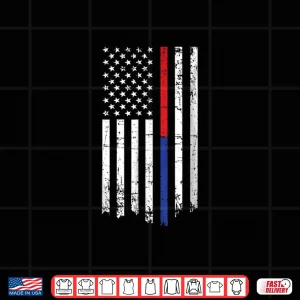 Design Firefighter Police Officer Red Blue Line Flag Shirt