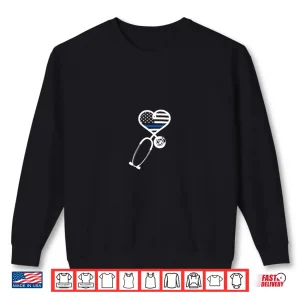 Sweatshirt Nurse Police Spouse Officer Thin Blue Line Heart Flag Shirt