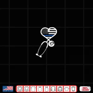 Design Nurse Police Spouse Officer Thin Blue Line Heart Flag Shirt