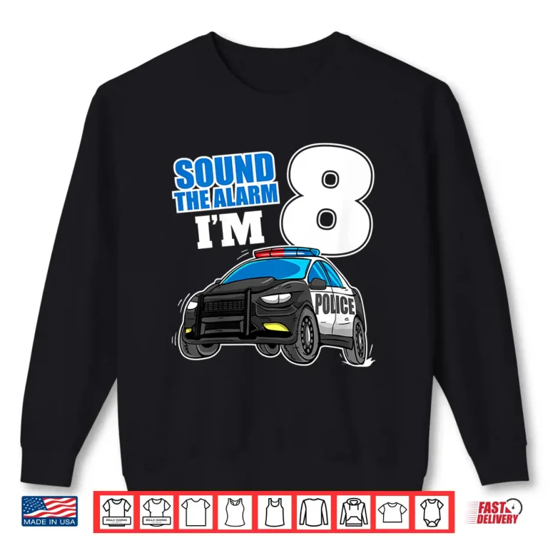 Sweatshirt Police Car 8th Birthday 8 Cop Policeman Officer Shirt