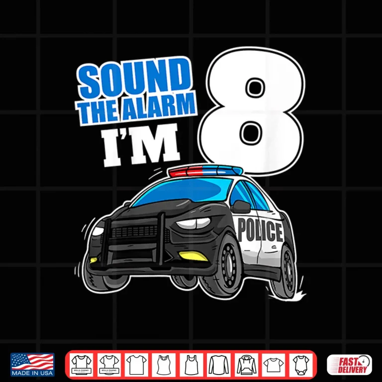 Design Police Car 8th Birthday 8 Cop Policeman Officer Shirt