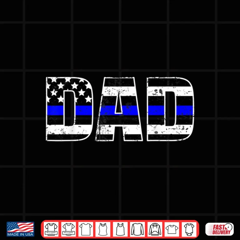 Design Police Parent Shirt Thin Line in Blue Parent Father Gift Shirt