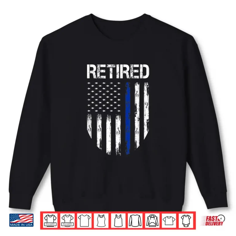 Sweatshirt Retired Police Officer With American Flag Retirement Shirt