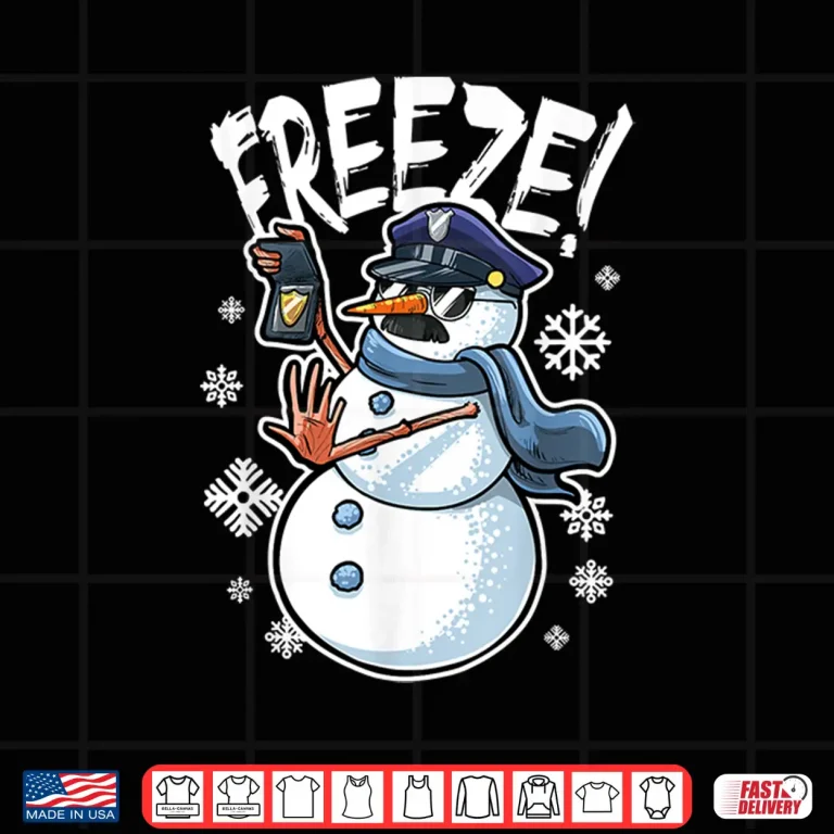 Design Freeze Funny Snowman Christmas Police Officer Shirt