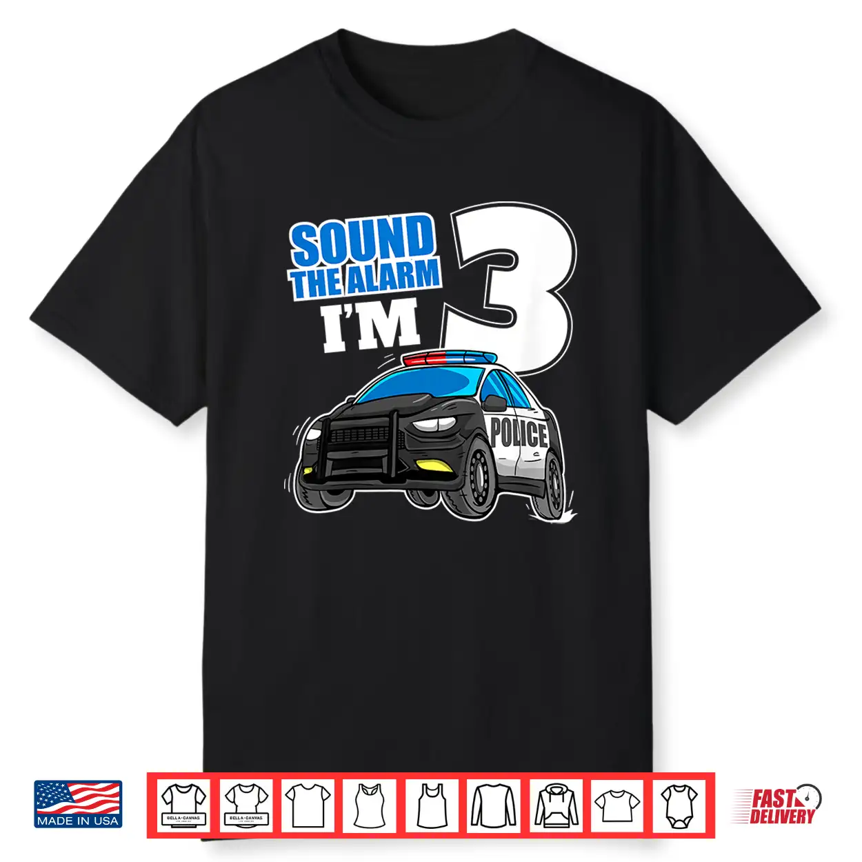 Police Car 3Rd Birthday 3 Cop Officer Shirt Police Car 3Rd Birthday 3 Cop Officer Shirt