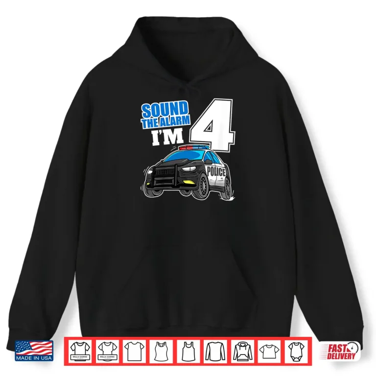 Hoodie Police Car 4th Birthday 4 Cop Policeman Officer Shirt