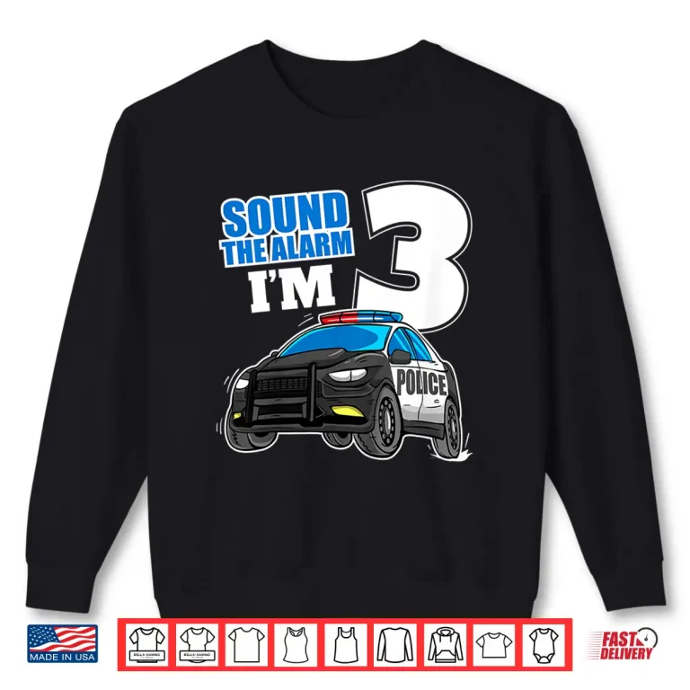 Sweatshirt Police Car 3rd Birthday 3 Cop Officer Shirt
