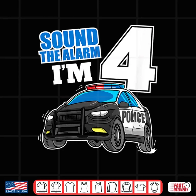Design Police Car 4th Birthday 4 Cop Policeman Officer Shirt