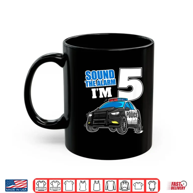 Mug Police Car 5th Birthday 5 Cop Policeman Officer Shirt
