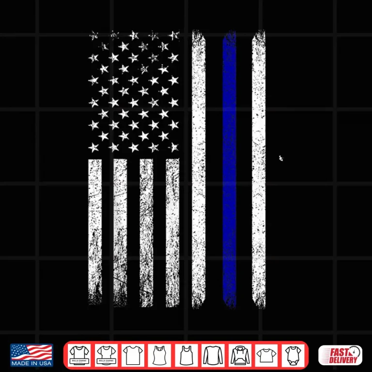 Design Police Thin Blue Line Flag USA American Patriotic Shirt
