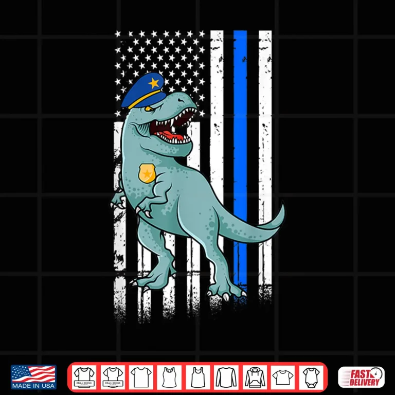 Design Police T Rex Dinosaur Back the Blue Law Enforcement Shirt