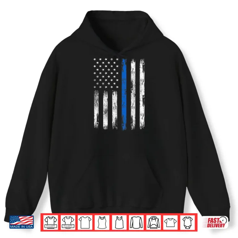 Hoodie USA Flag Police Support Patriotic Law Enforcement Officer Shirt