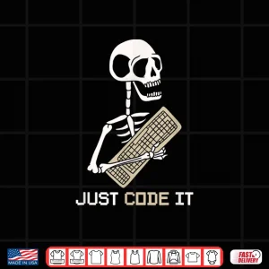 Design Funny Skeleton Programmer Software Developer Coder Code It Shirt