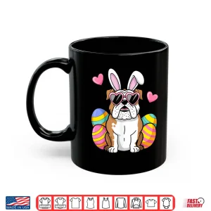 Mug English Bulldog Dog Easter Bunny Ears Kids Shirt