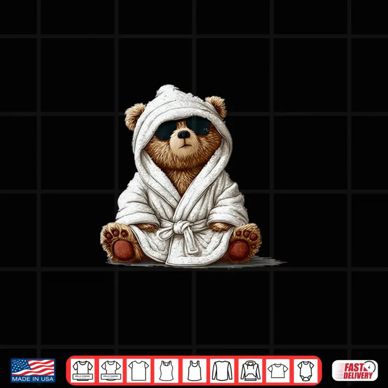 Design Cool Teddy Bear In Bathrobe Graphic Shirt