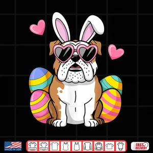 Design English Bulldog Dog Easter Bunny Ears Kids Shirt