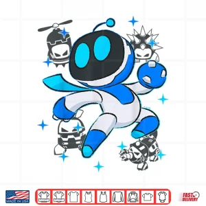Design Astrobot Playstations Astro Bot Fighting Enemies In Space Shirt