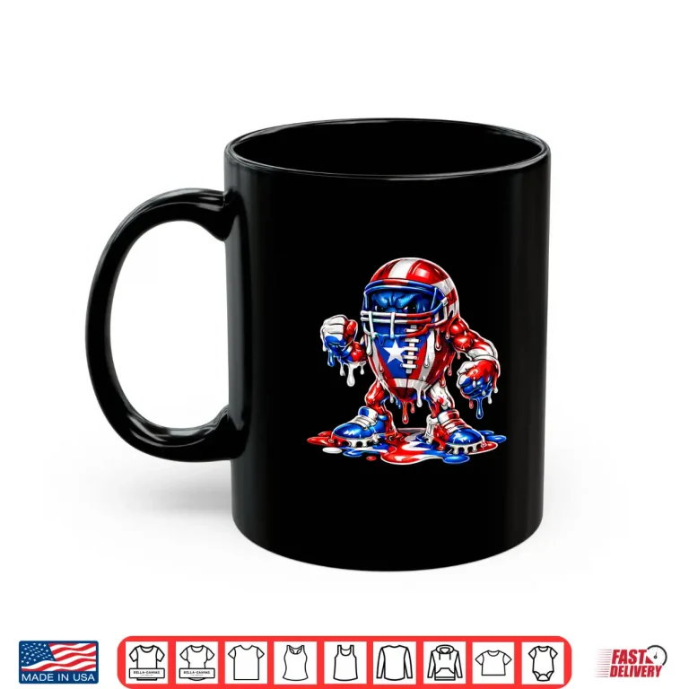 Mug Football Lover Puerto Rico Flag Football Drip Graphic Shirt