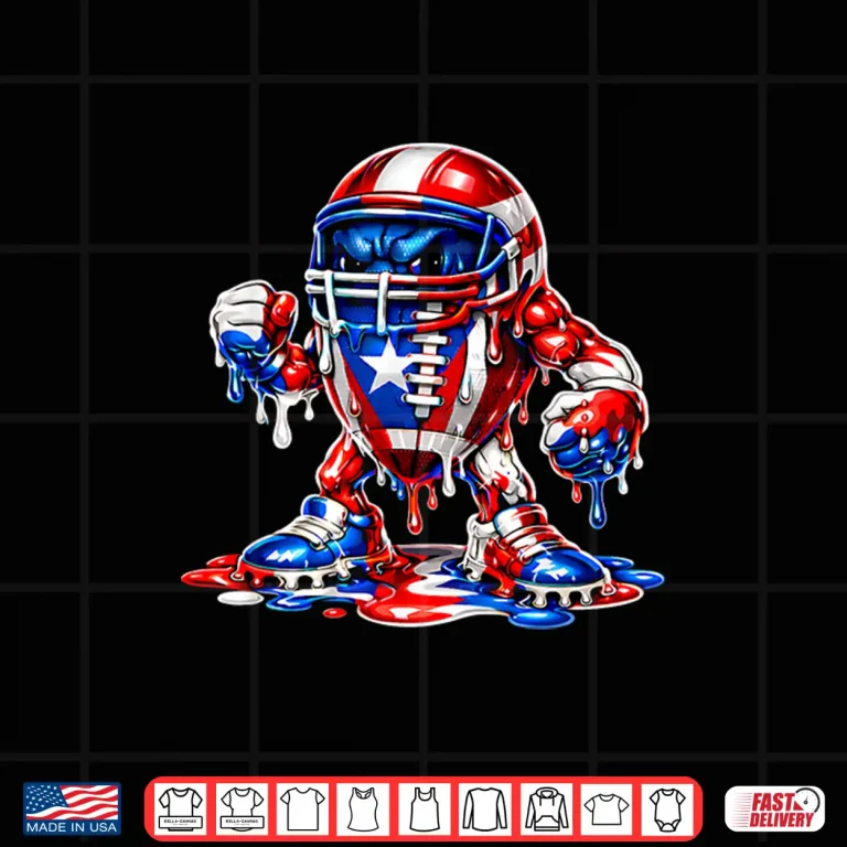 Design Football Lover Puerto Rico Flag Football Drip Graphic Shirt