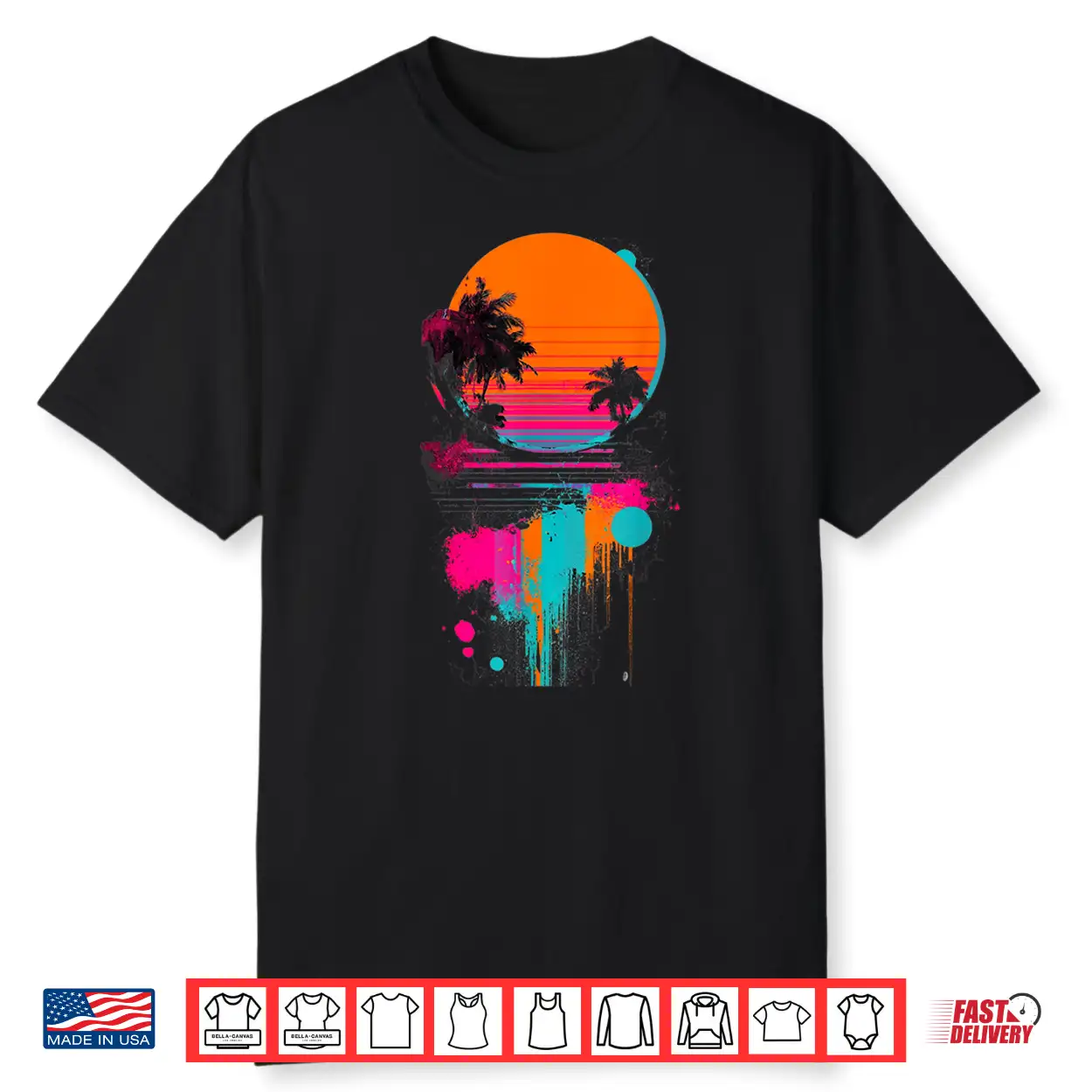 Retro Sunset Palm Trees Summer Beach Graphic Shirt Retro Sunset Palm Trees Summer Beach Graphic Shirt