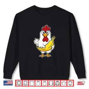 Sweatshirt Surprised Chicken Banana Funny Fruit Animal Mashup Shirt