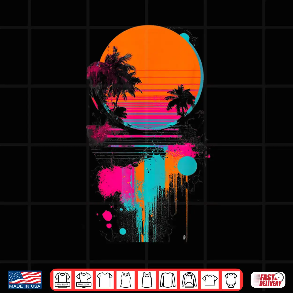 Retro Sunset Palm Trees Summer Beach Graphic Shirt Retro Sunset Palm Trees Summer Beach Graphic Shirt