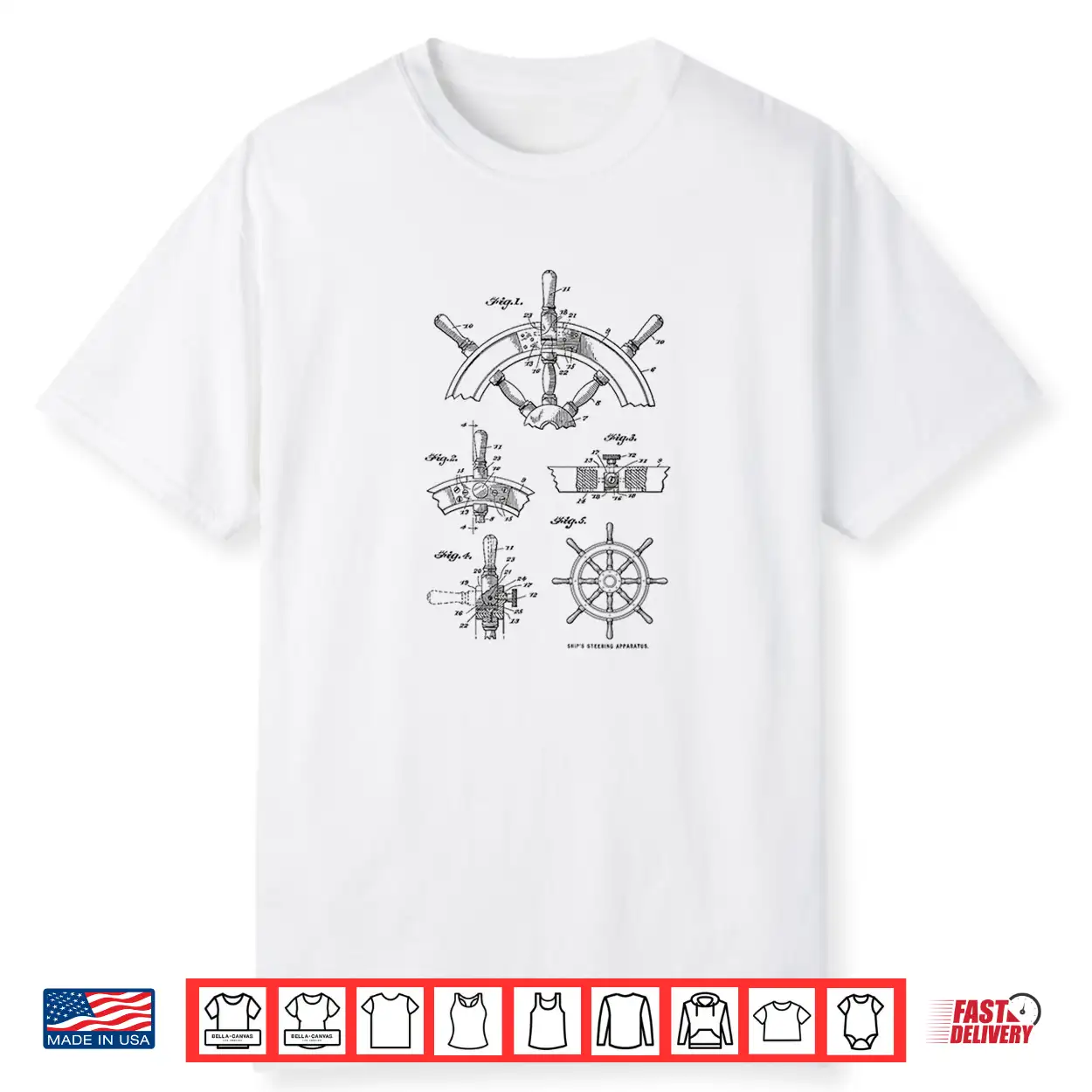 Vintage Sailing Boating Ship’S Wheel Patent Sailors Shirt Vintage Sailing Boating Ship’S Wheel Patent Sailors Shirt