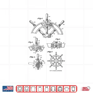 Vintage Sailing Boating Ship'S Wheel Patent Sailors Shirt 4 Design Vintage Sailing Boating Ships Wheel Patent Sailors Shirt