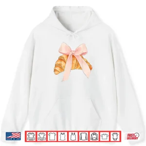 Hoodie Coquette Pink Bow Croissant Baking Baker Pastry Shirt