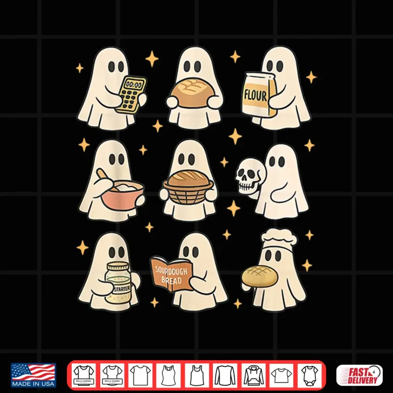 Design Sourdough Bread Halloween Ghost Homemaker Baking Baker Shirt
