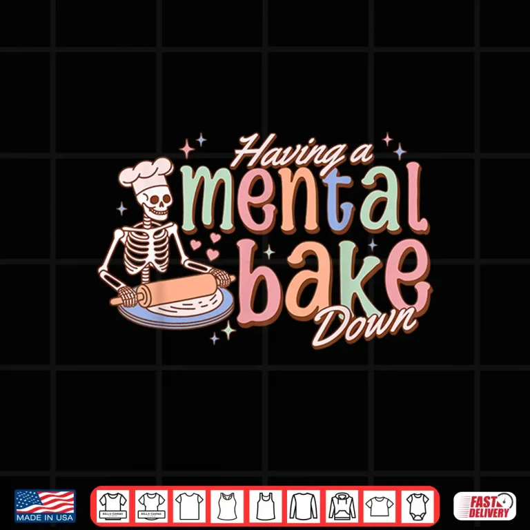 Design Skeleton Baker Baking Lover Groovy Mental Bake Down Shirt 1