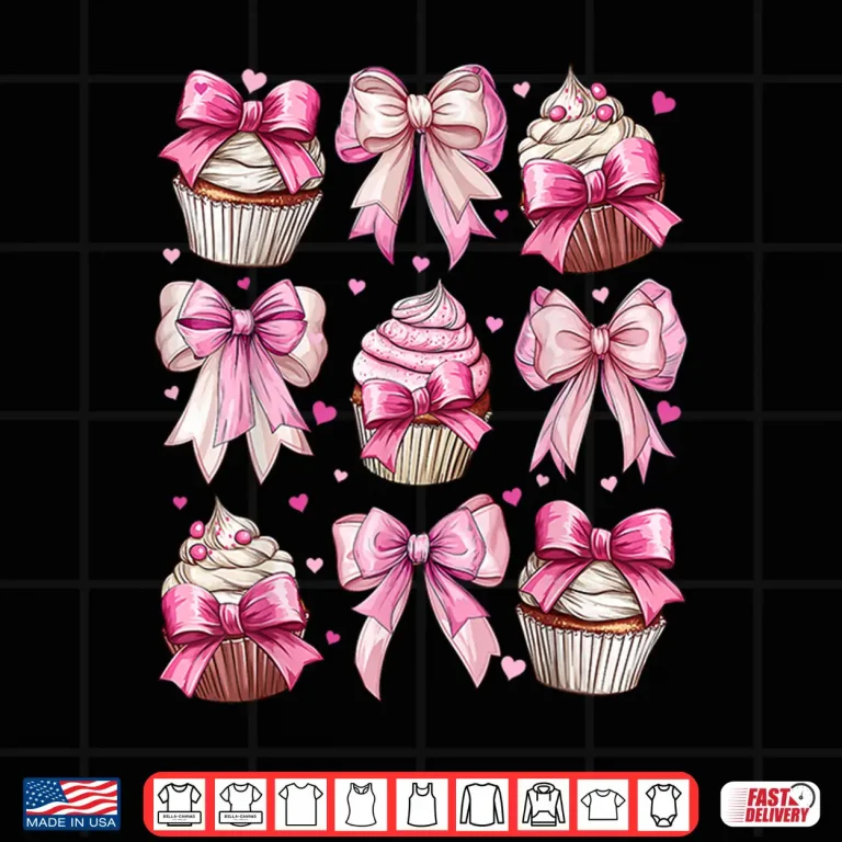 Design Coquette Bow Cupcake Baking Baker Girl Mom Pink MotherS Day Shirt